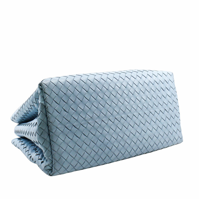 ROMA LEATHER HANDBAG sky blue with strap - L'UXE LINK