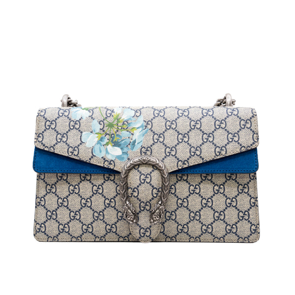 dionysus medium blooms in double G /bright blue suede ruthenium - L'UXE LINK