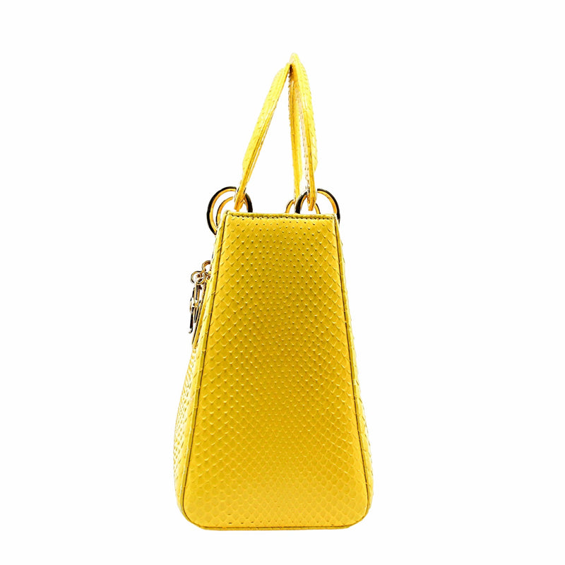 lady dior medium snake yellow phw