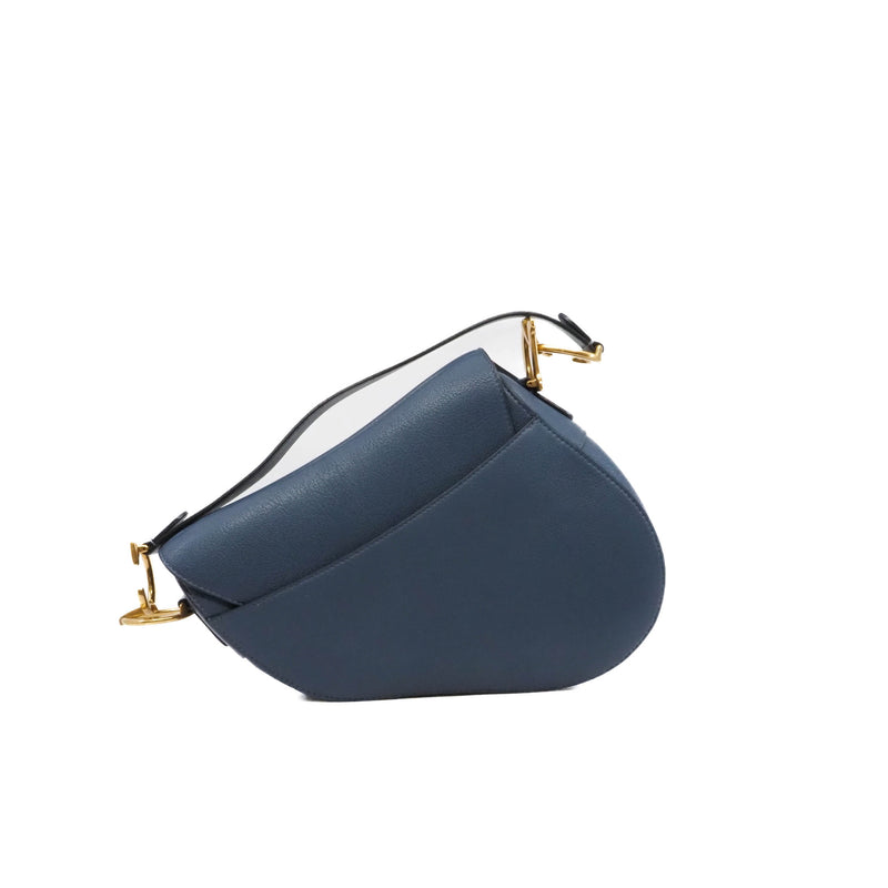 saddle mm leather blue - L'UXE LINK