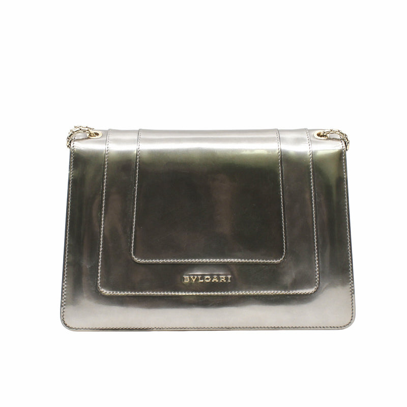 SERPENT FOREVER SNAKEHEAD CROSSBODY BAG LEATHER SILVER PHW - L'UXE LINK