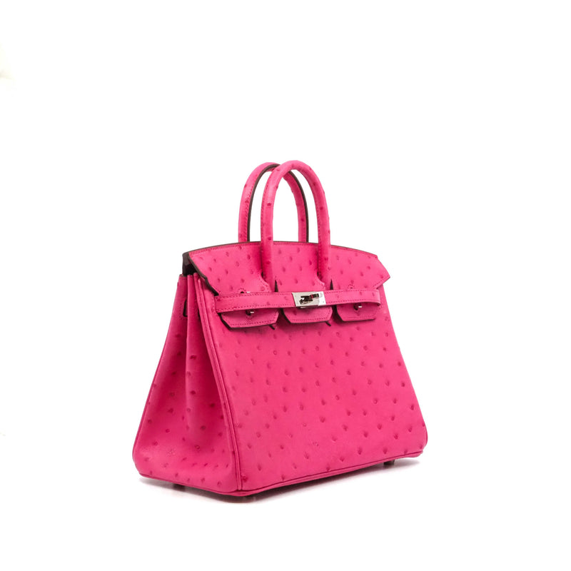 birkin 25cm ostrich 5J pink phw D stamp