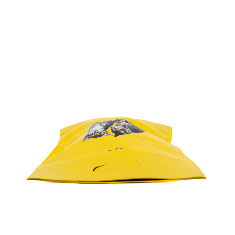 cat shopping tote in leather yellow - L'UXE LINK