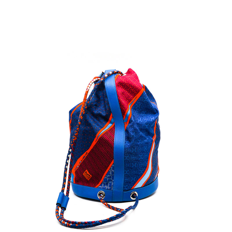 backpack bucket fabric blue pink Q STAMP - L'UXE LINK
