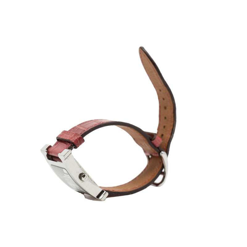 h hour pm with diamonds inside face crocodile strap - L'UXE LINK
