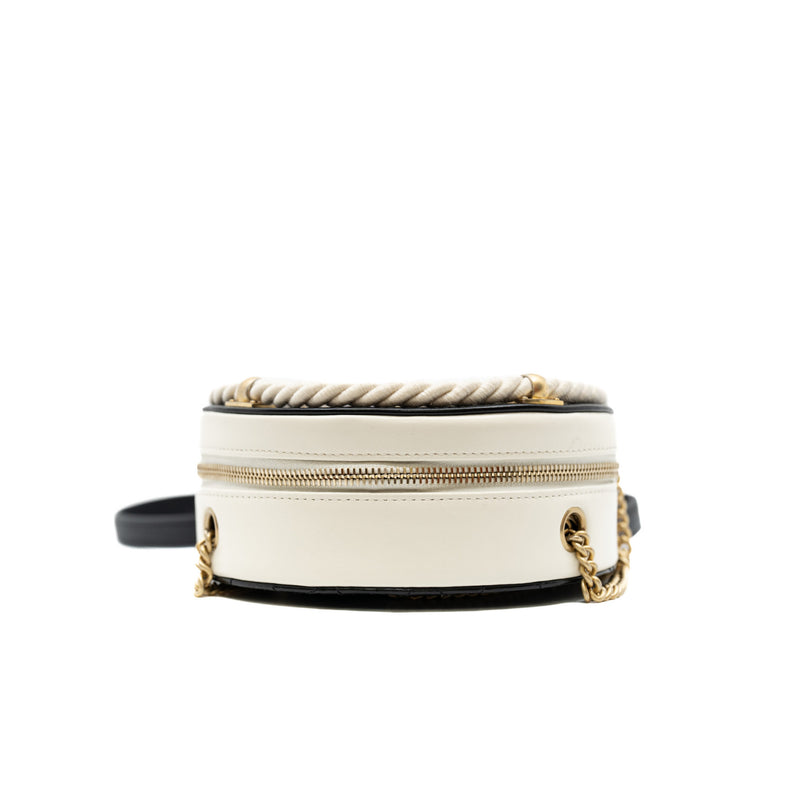 vanity circle zippy in leather white/black ghw seri 27