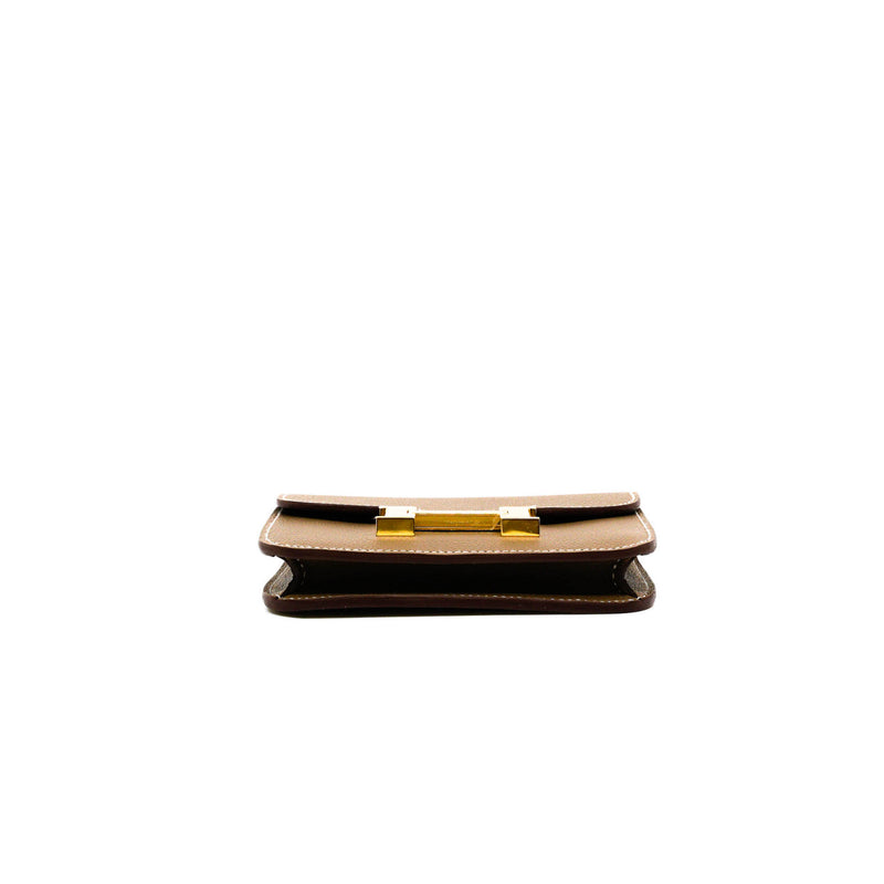 constance slim etoupe leather b stamp - L'UXE LINK