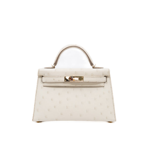 mini kelly 2 ostrich 8L mix lime light gold hardware u stamp