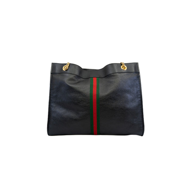gucci tote with tiger head in leather black - L'UXE LINK