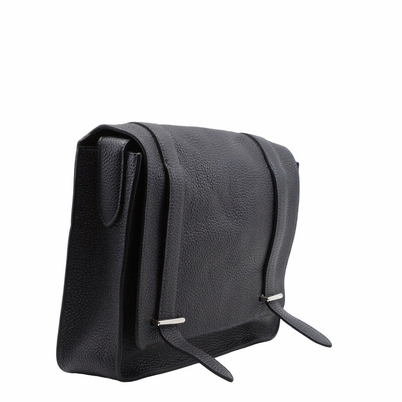 Steve Messenger Bag  black leather phw Q stamp - L'UXE LINK