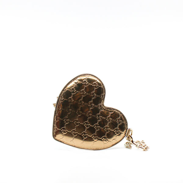 gold patent logo heart chain card holder - L'UXE LINK