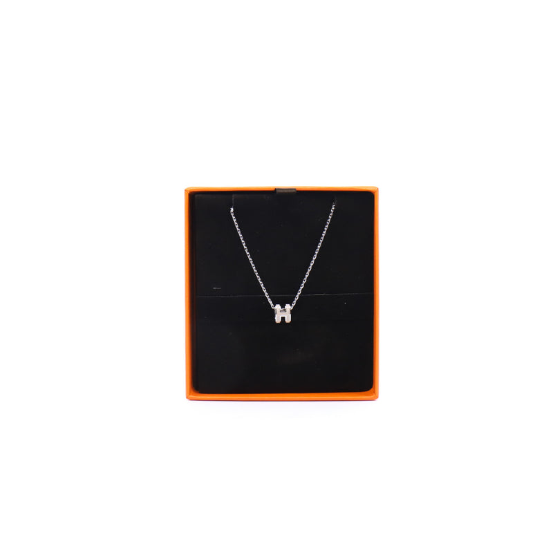 mini pop h necklace grey phw - L'UXE LINK