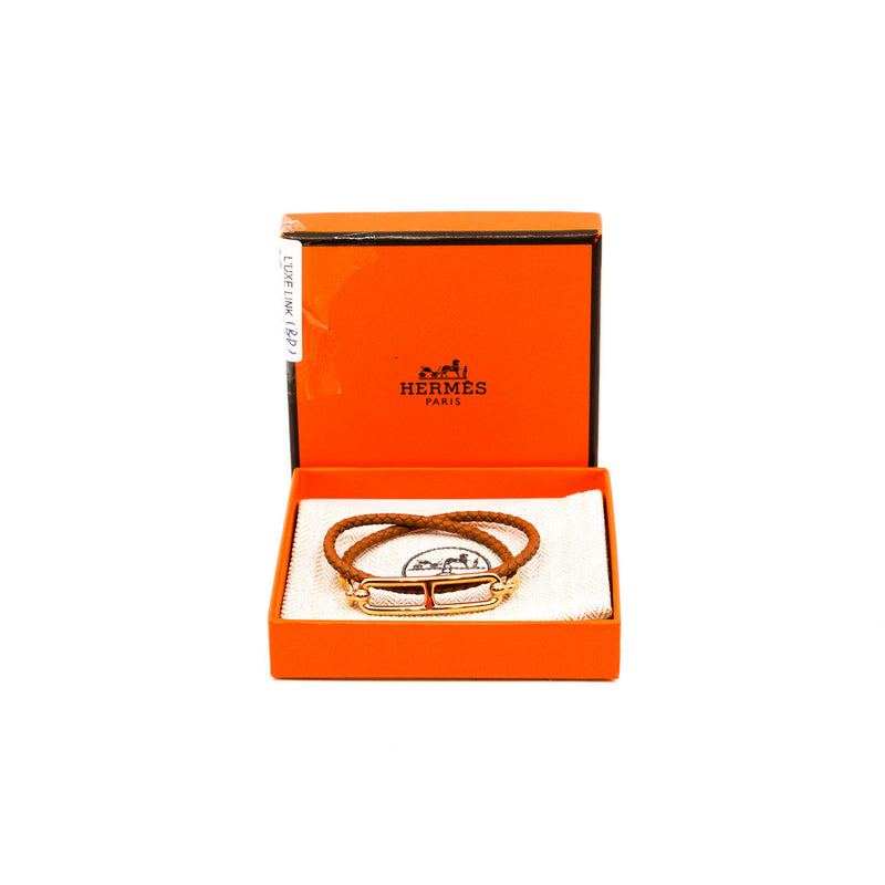 Roulis Double Tour bracelet in leather gold rghw - L'UXE LINK