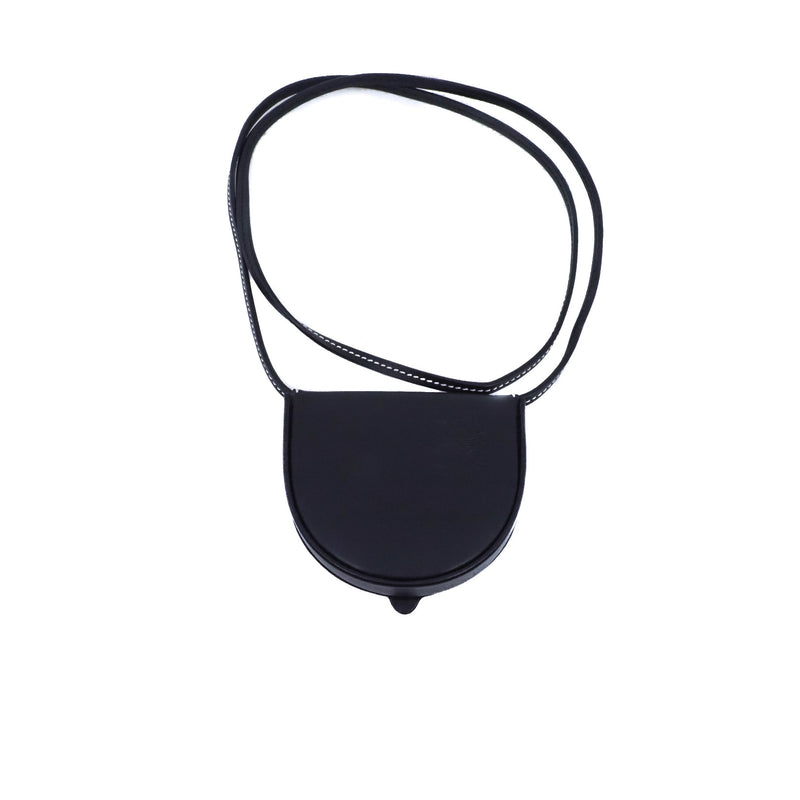 mini heel pouch in leather black - L'UXE LINK