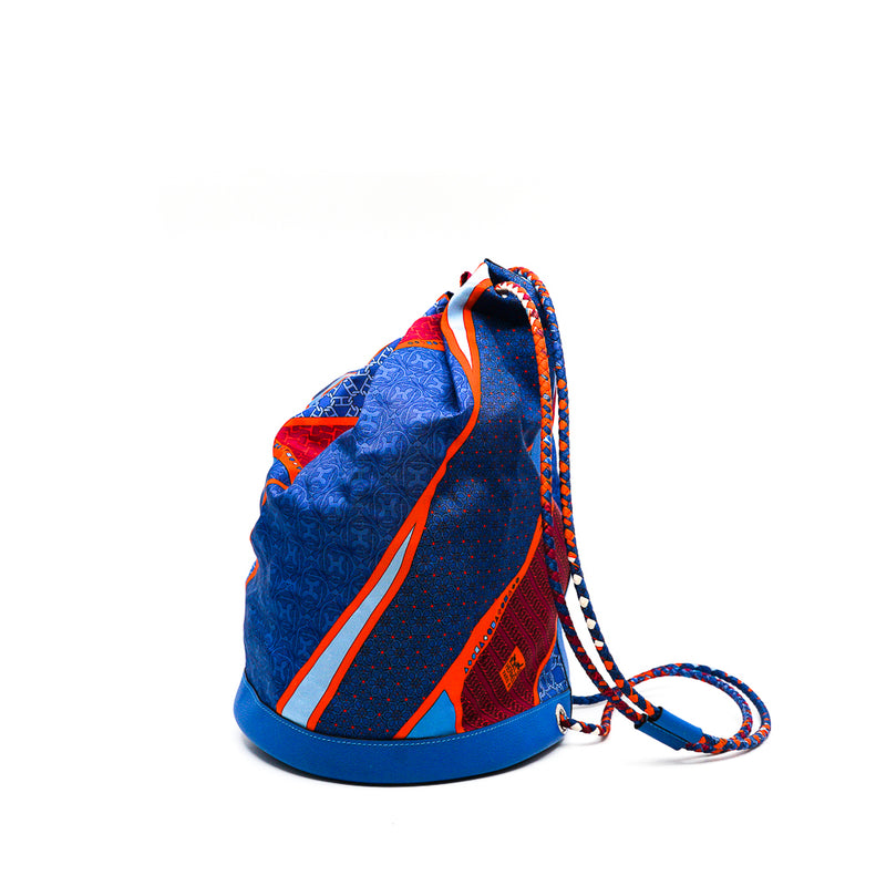 backpack bucket fabric blue pink Q STAMP - L'UXE LINK