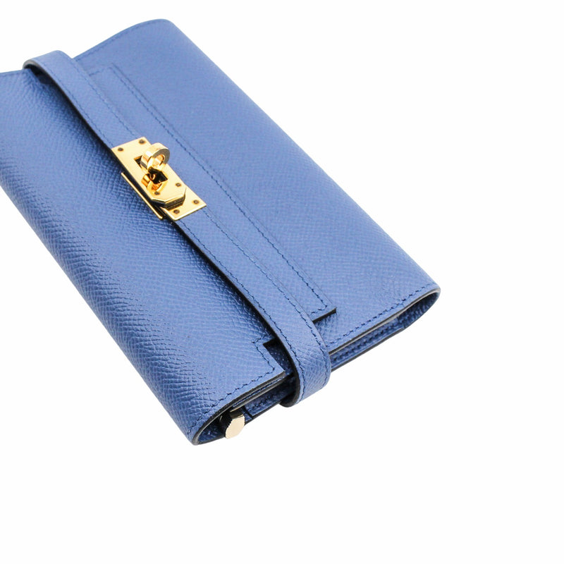 kelly short wallet epsom leather r2 blue agate  phw - L'UXE LINK