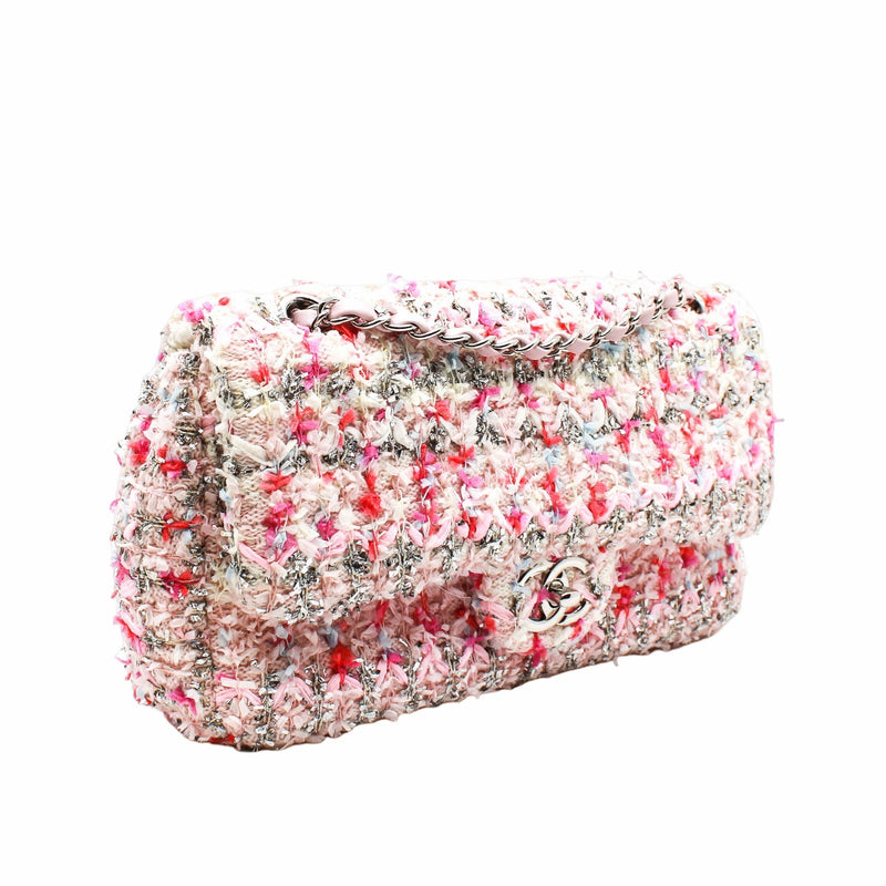 flap bag medium with knitted in cotton  multi pink phw seri 26 - L'UXE LINK