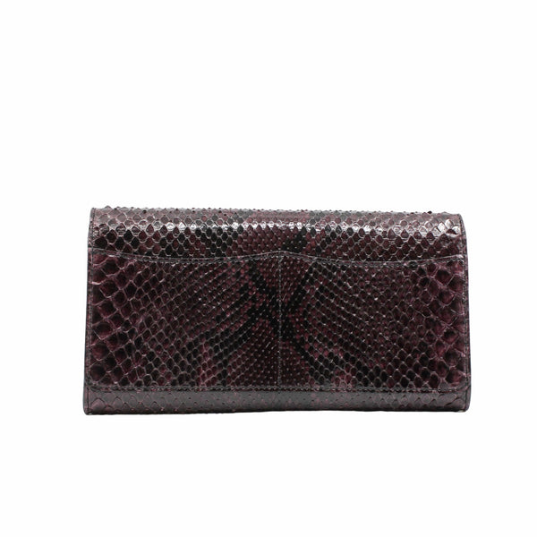 Rossmore Mm Purple Python Skin Leather Clutch ghw - L'UXE LINK