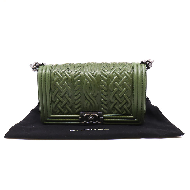 leboy mm in knots  leather green ruthenium seri 18 - L'UXE LINK