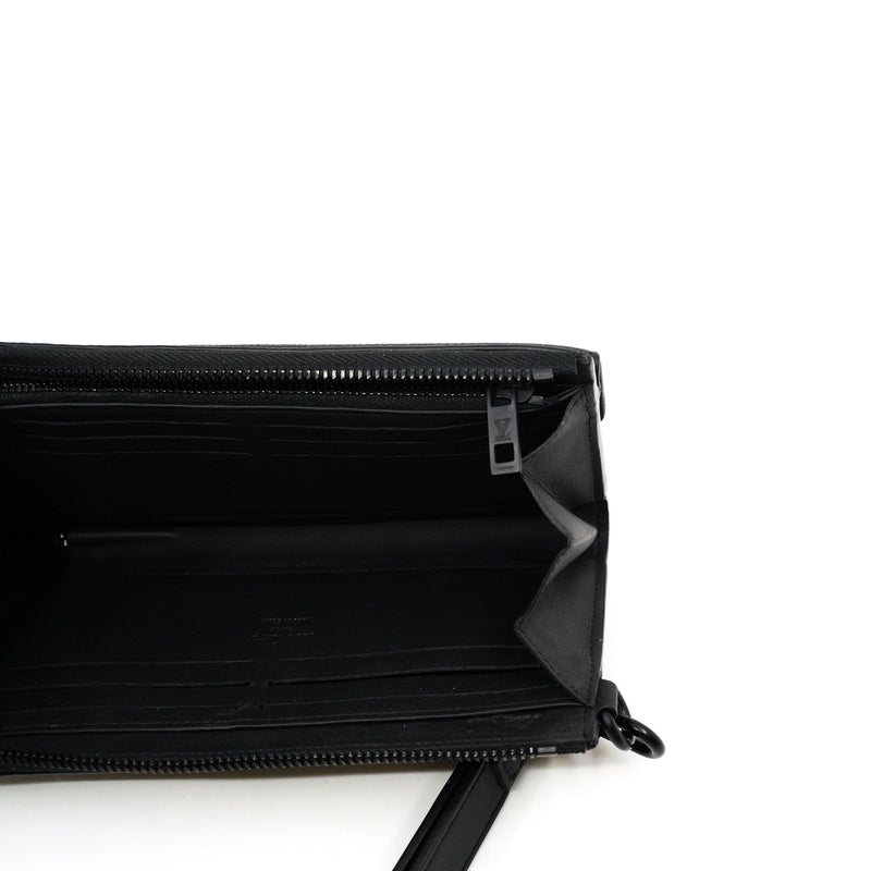 clutch with handle  in leather black