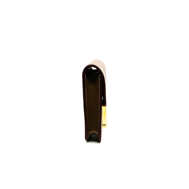 constance slim etoupe leather b stamp - L'UXE LINK