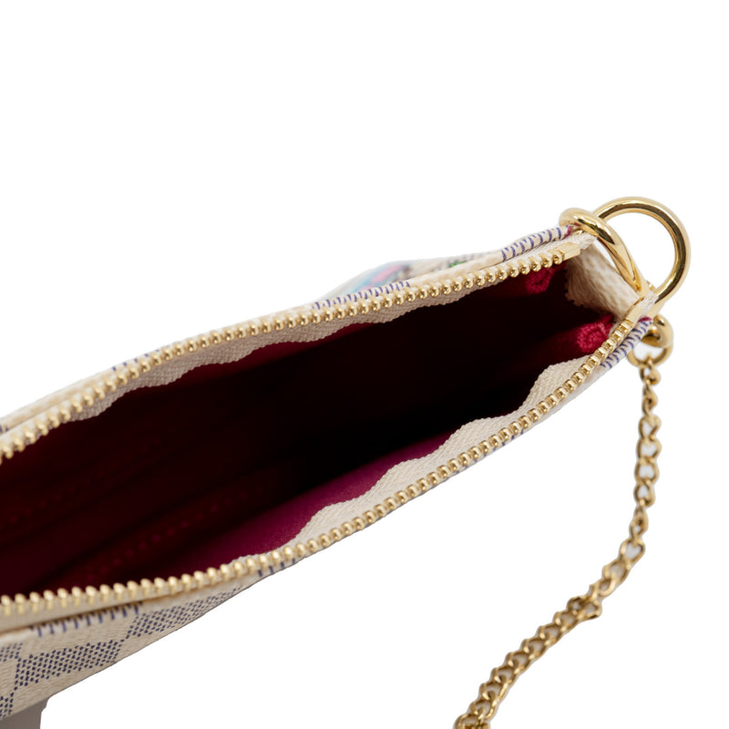 pochette accessories with vivian pear in damier azur - L'UXE LINK