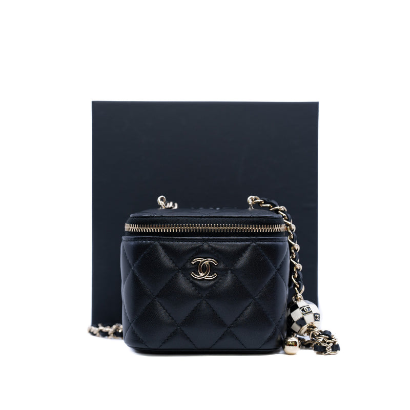 vanity case mini black lambskin with crush black and white