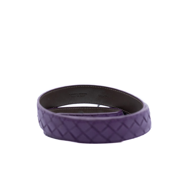 lady classic belt in leather purple ruthenium hw #80 - L'UXE LINK