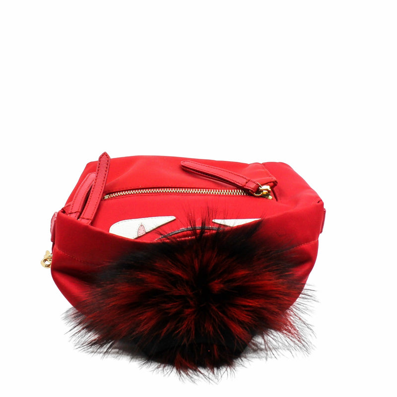 Monster Backpack   Mini  Nylon with Leather and Fur Red GHW - L'UXE LINK
