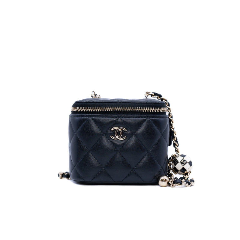 vanity case mini black lambskin with crush black and white