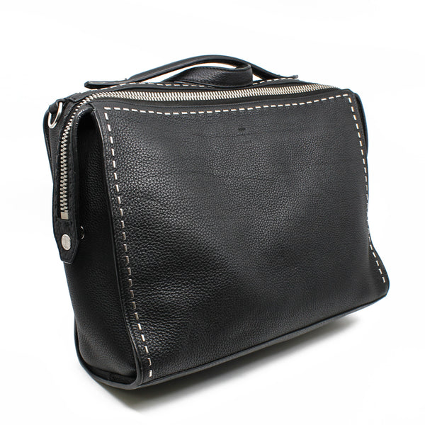 men large top handle bag in leather gray - L'UXE LINK