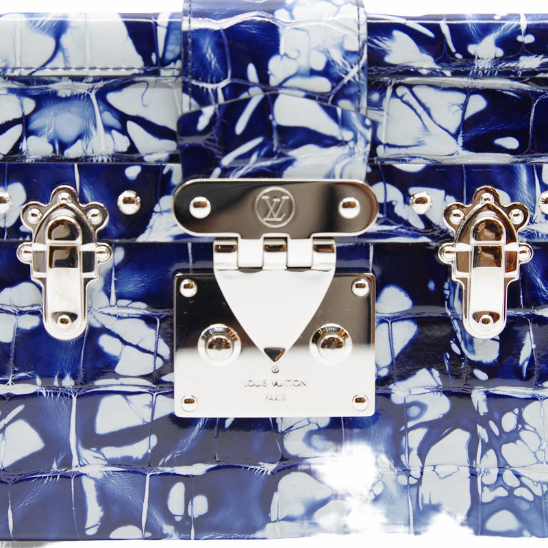PETITE MALLE CROCODILE blue and white PHW
