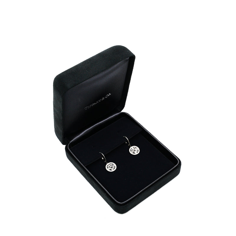 cricle diamond pandent earring in 18k wg