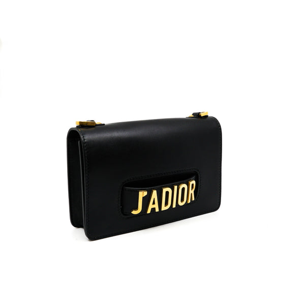 medium j'a dior chain bag in leather black ghw - L'UXE LINK