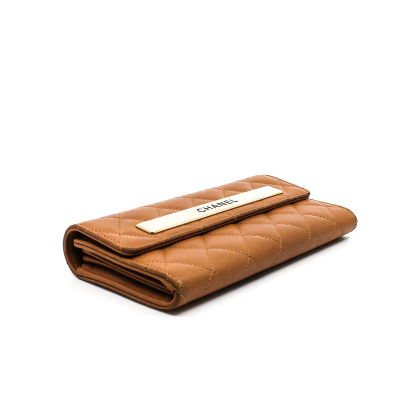 long wallet lamb skin brown  ghw seri 22 - L'UXE LINK
