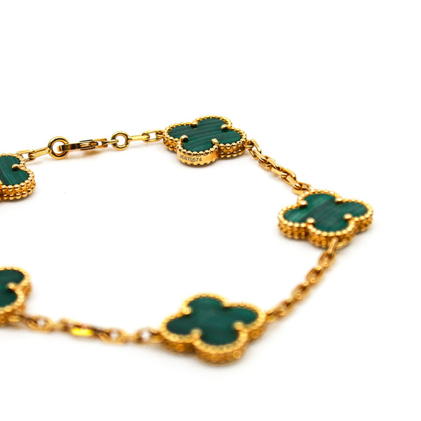 alhambra 18k yg green five flower bracelet