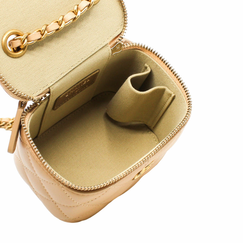 vanity case small lambskin beige  ghw seri 31 - L'UXE LINK