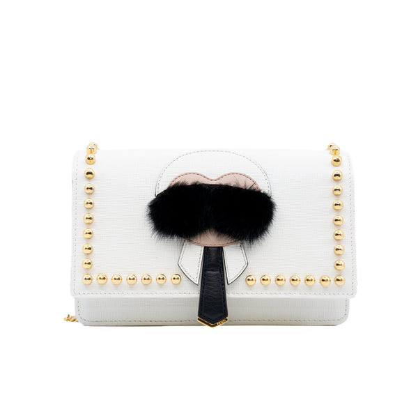 karlito wallet with chain white - L'UXE LINK