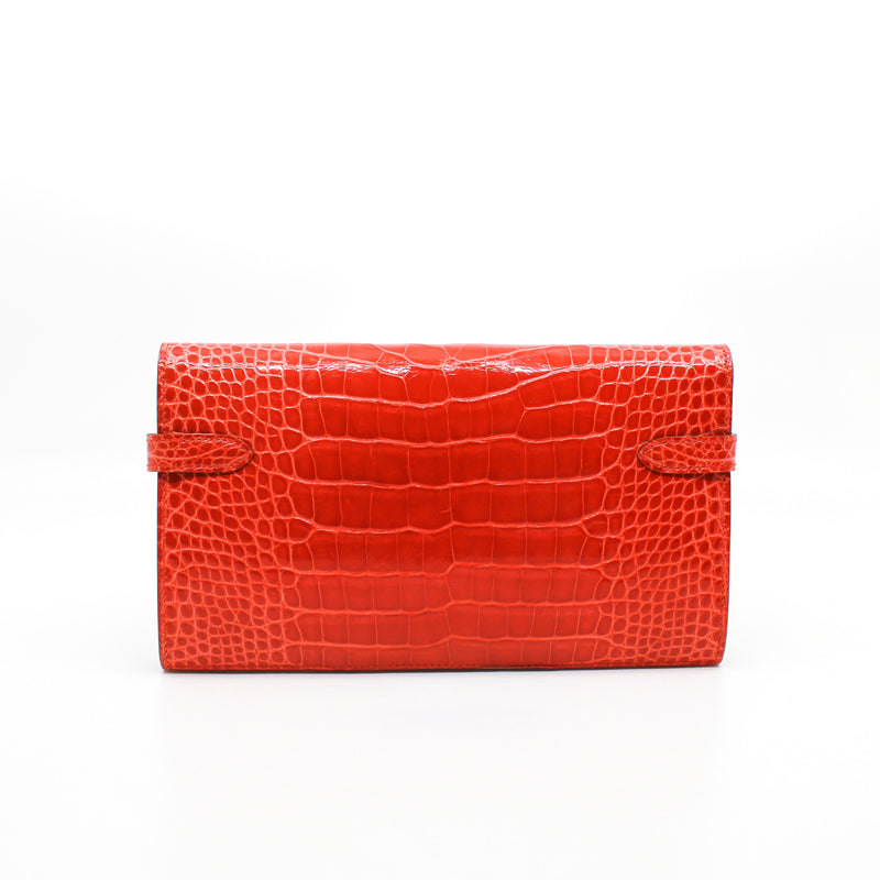 kelly wallet crocodile 9T X stamp - L'UXE LINK