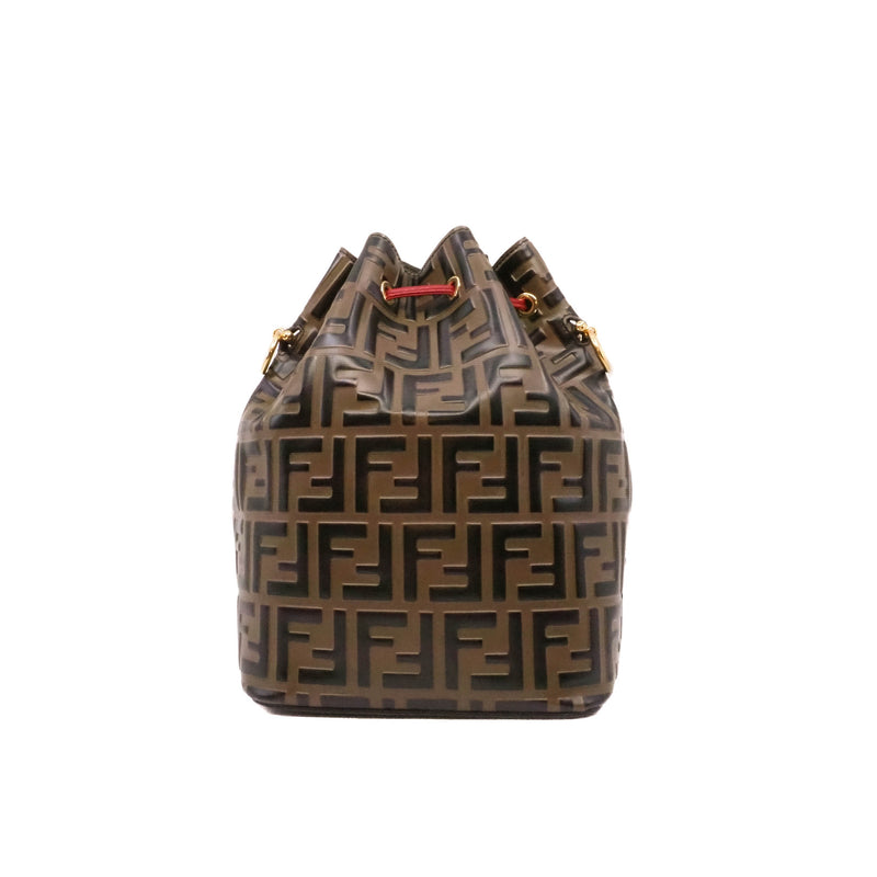 bucket tote in logo FF brown/red