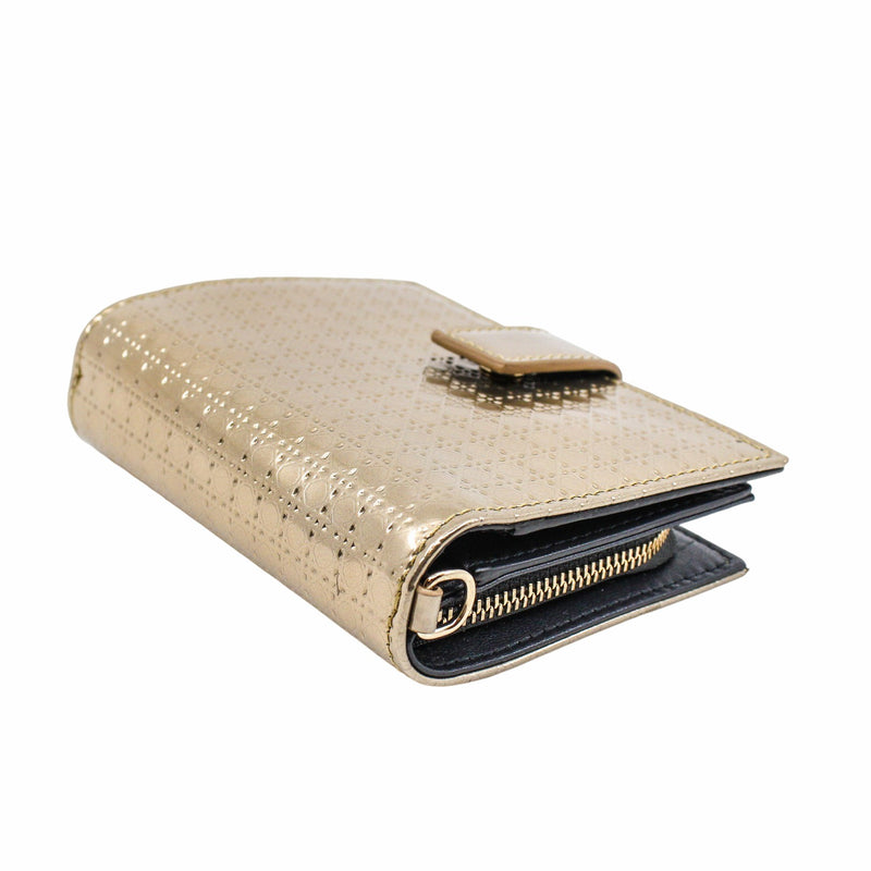 zip  compact wallet  gold patent - L'UXE LINK