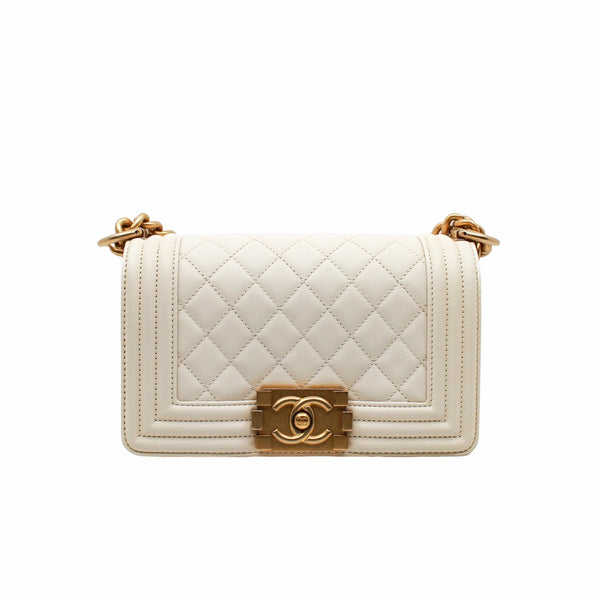 leboy mini   lambskin white ghw  ser 30