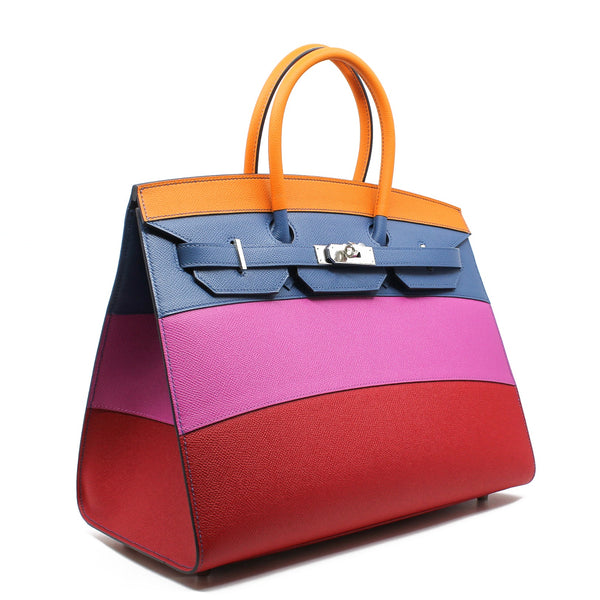 Birkin 35 brown mix pink red yellow navy limited edition