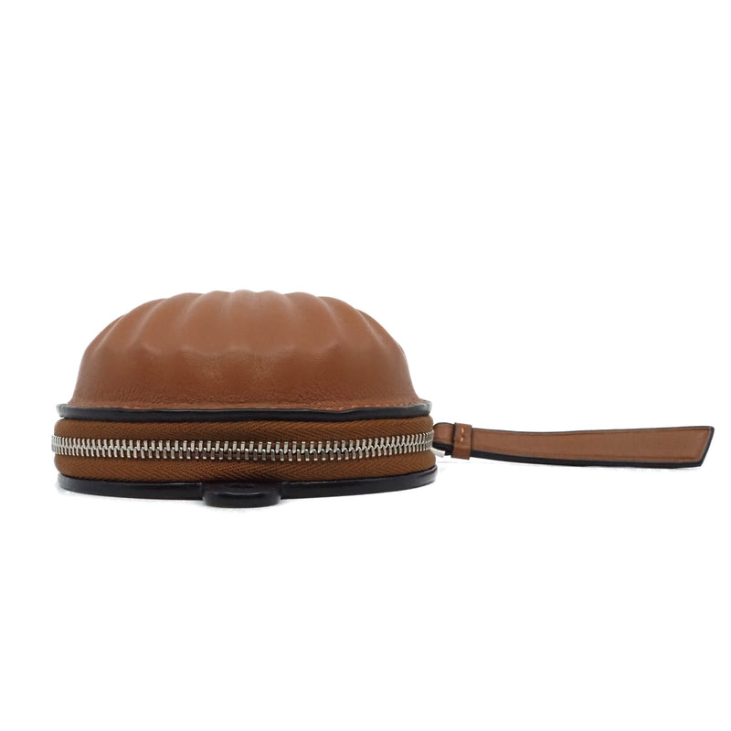 mini heel pouch in leather brown