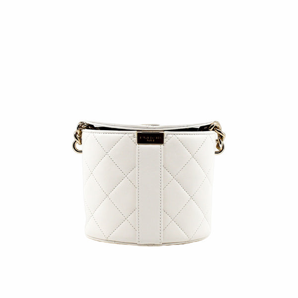 tote chain bag white lamb skin  ghw seri29 - L'UXE LINK