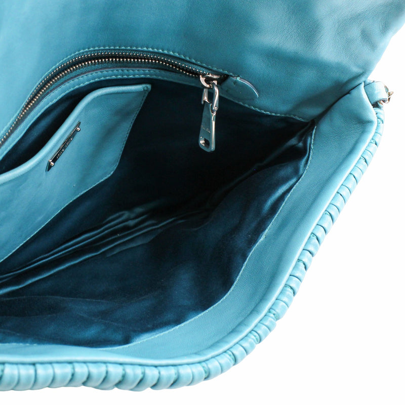 Crystal Clutch Large Matelasse Leather  blue phw - L'UXE LINK