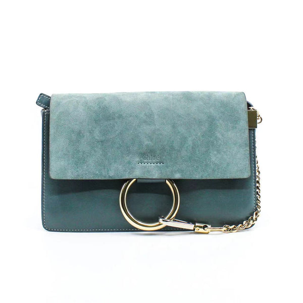 faye medium  suede blue green ghw - L'UXE LINK