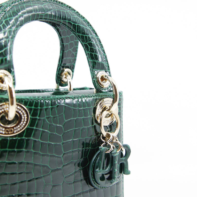 mini lady aligator green phw with crystal - L'UXE LINK