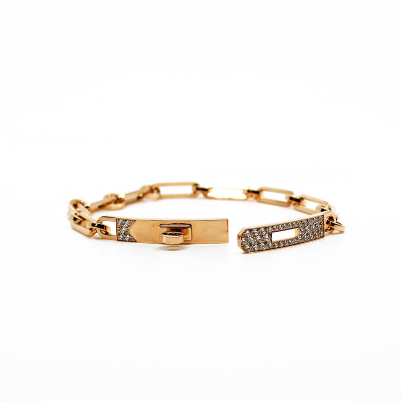 kelly chain bracelet 18k half diamonds - L'UXE LINK