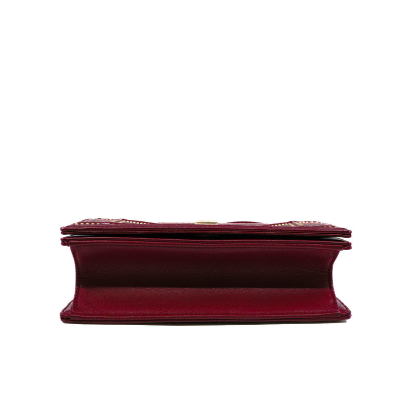 small ama with studs in lambskin red ghw 2018 - L'UXE LINK